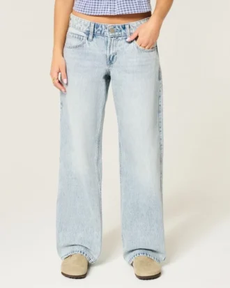Lavt sittende, lysvaskede baggy jeans