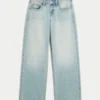 Lavt sittende, lysvaskede baggy jeans