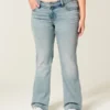 Lavt sittende, lysvaskede bootcut-jeans