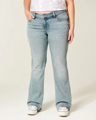 Lavt sittende, lysvaskede bootcut-jeans