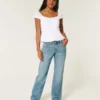 Lavt sittende, mediumvasket, avslappet, rett jeans