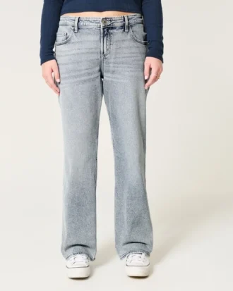 Lavt sittende, mediumvasket, avslappet, rett jeans