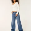 Lavt sittende, mørkvaskede baggy jeans