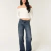 Lavt sittende, mørkvaskede baggy jeans