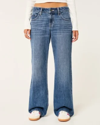 Lavt sittende, mørkvaskede baggy jeans