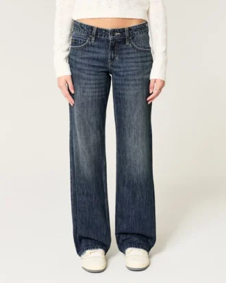 Lavt sittende, mørkvaskede baggy jeans