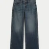 Lavt sittende, mørkvaskede baggy jeans