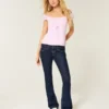 Lavt sittende mørkvaskede bootcut-jeans