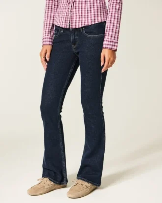 Lavt sittende mørkvaskede bootcut-jeans