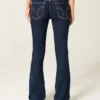 Lavt sittende mørkvaskede bootcut-jeans