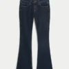Lavt sittende mørkvaskede bootcut-jeans