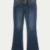 Lavt sittende mørkvaskede bootcut-jeans