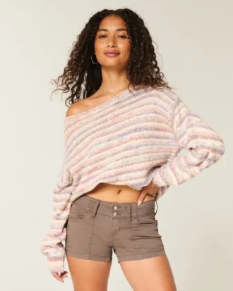 Lavt sittende poplin-shorts