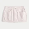 Lavt sittende rosa denim miniskjørt