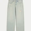Lavt sittende, slitte, lyse, baggy jeans