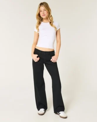 Lavt sittende, svarte baggy jeans