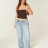 Lavt sittende Y2K-baggyjeans i lys vask