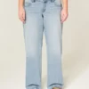 Lavt sittende Y2K-baggyjeans i lys vask