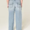 Lavt sittende Y2K-baggyjeans i lys vask