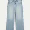 Lavt sittende Y2K-baggyjeans i lys vask