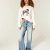 Lavt sittende Y2K-jeans med medium vask og baggy passform