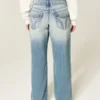 Lavt sittende Y2K-jeans med medium vask og baggy passform