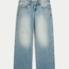 Lavt sittende Y2K-jeans med medium vask og baggy passform