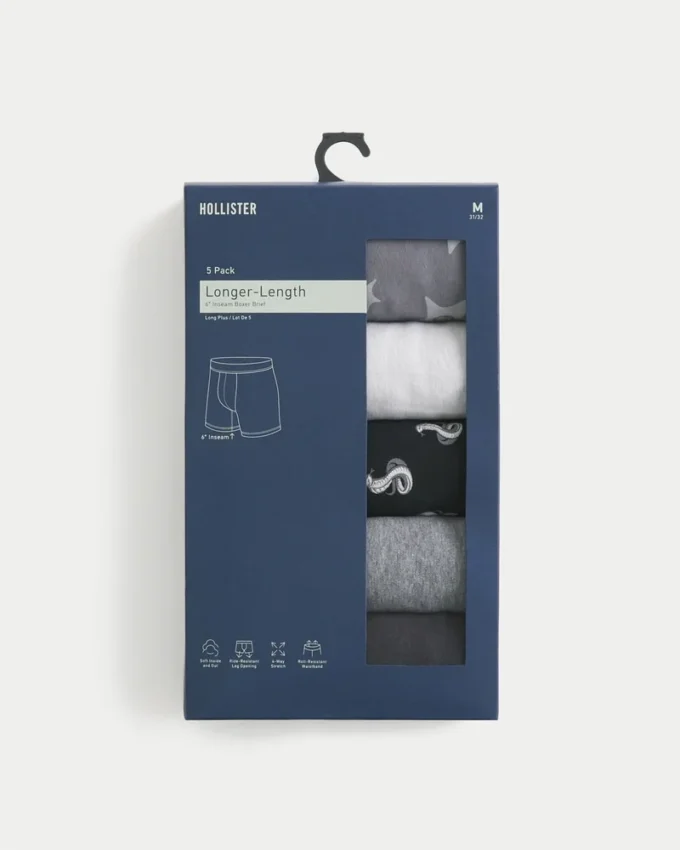 Lengre boxershorts, 5-pakning