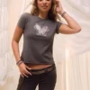 Lett Body-Skimming Butterfly Graphic Tee