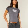 Lett Body-Skimming Butterfly Graphic Tee