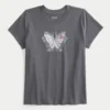 Lett Body-Skimming Butterfly Graphic Tee
