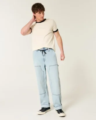 Lysvaskede, baggy Carpenter-jeans