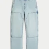 Lysvaskede, baggy Carpenter-jeans