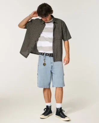 Lysvaskede, baggy denimshorts
