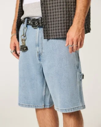 Lysvaskede, baggy denimshorts
