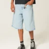 Lysvaskede, pyntede superbaggy denimshorts