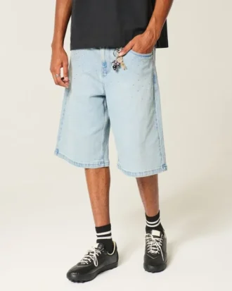 Lysvaskede, pyntede superbaggy denimshorts