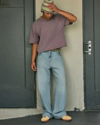 Lysvasket astronautgrafikk Superbaggy jeans