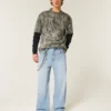 Lysvasket astronautgrafikk Superbaggy jeans