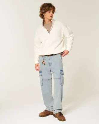 Lysvasket baggy cargojeans