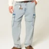 Lysvasket baggy cargojeans