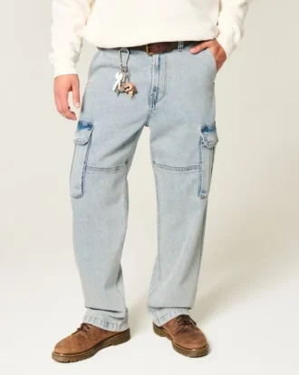 Lysvasket baggy cargojeans