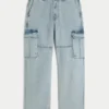 Lysvasket baggy cargojeans