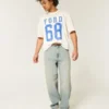 Lysvasket brodert terning Skater Baggy Jeans