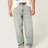 Lysvasket brodert terning Skater Baggy Jeans