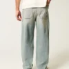 Lysvasket brodert terning Skater Baggy Jeans