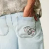 Lysvasket Dice Graphic Super Baggy Denim Shorts