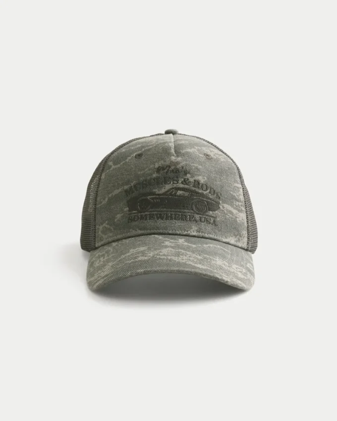 Mac’s Muscles & Rods grafisk camo trucker-hatt