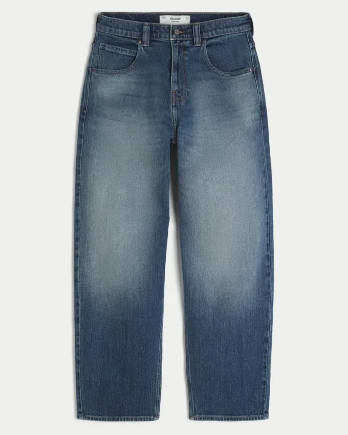 Mediumvasket Eagle Graphic Skater Baggy Jeans