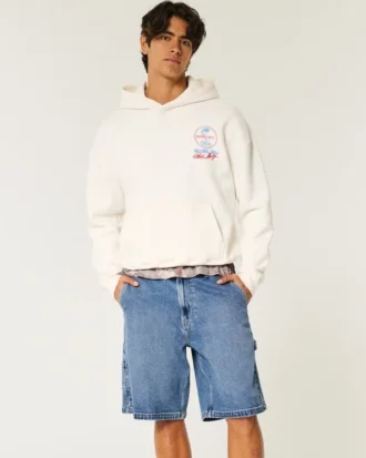 Middels vasket baggy malerjeansshorts